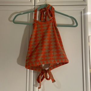 Zara Checkered Backless Crop top